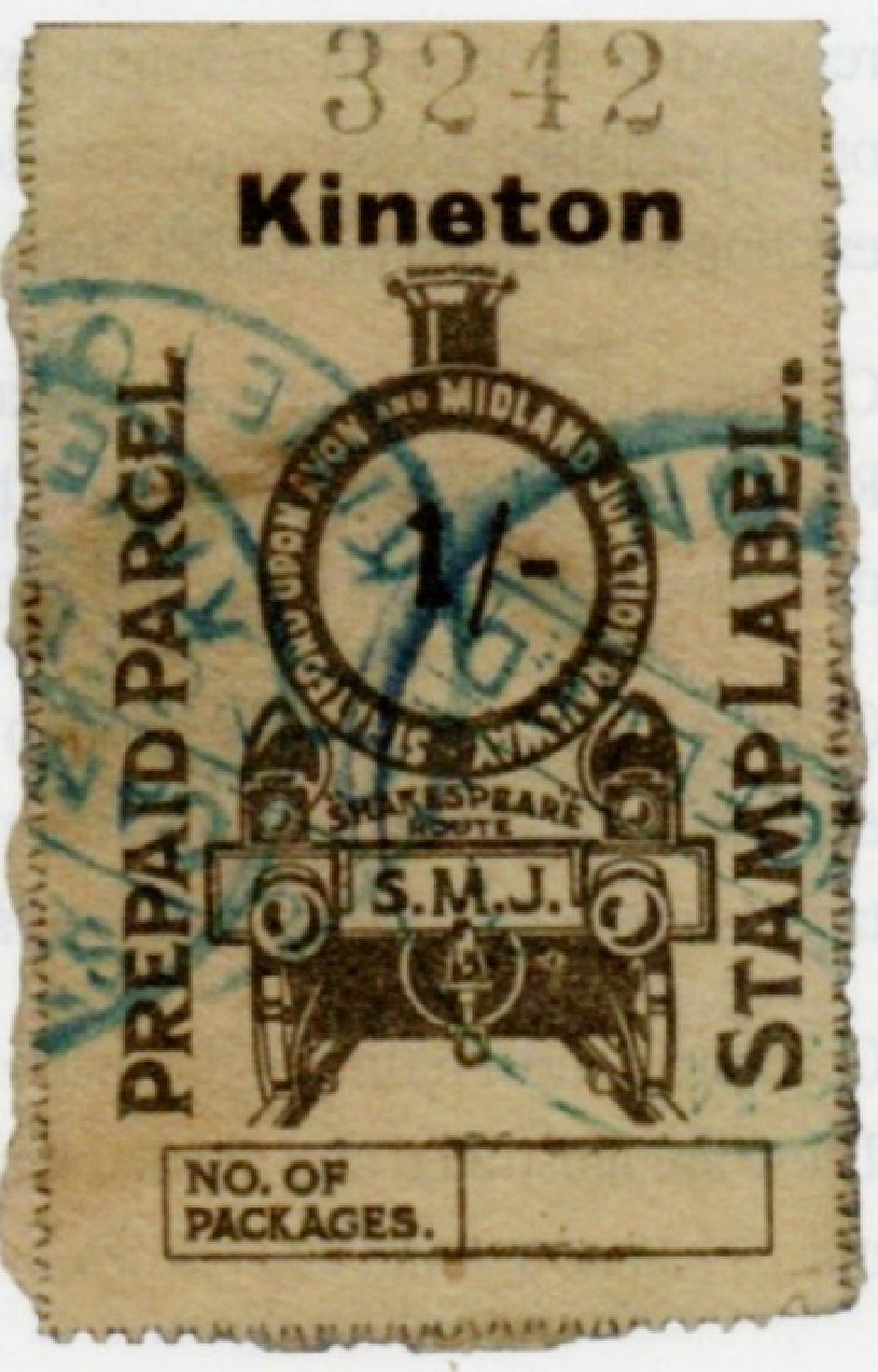 Stratford upon Avon and Midland Junction Railway Parcel Post Locomotive stamps 1/- Brown